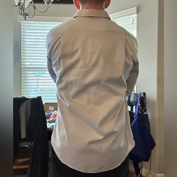 Men’s long sleeve button up Kenneth Cole Large/34/35 17 grey dress shirt - Picture 10 of 15